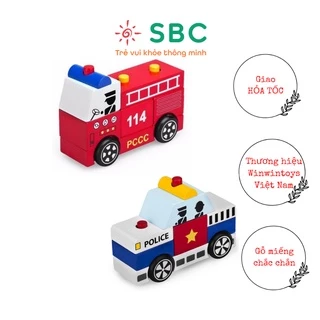 Bộ lắp ráp xe cứu hỏa, xe cảnh sát winwintoys Đồ chơi gỗ - Hình thật