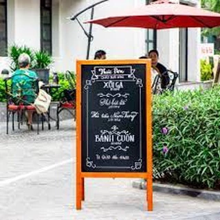 Bảng MENU đen khung gỗ cao su chân A cho các cửa hàng cafe,trà sữa, trà chanh, đồ ăn nhanh.