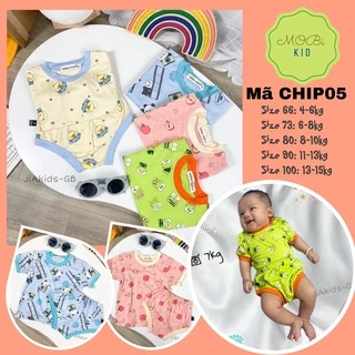 CHIP05 Bộ Chip Thun Lạnh Minkymom Viền in Toàn Thân Ếch Vịt Gấu Đào Cho Bé 4kg Đến 13kg