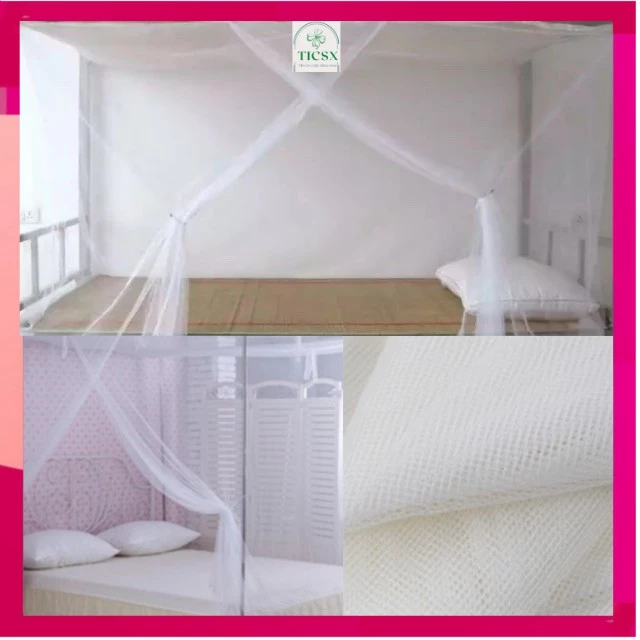 Loại dày đẹp - Màn tuyn chống muỗi trơn Trắng chân 1m7 không cửa,có cửa (KT: 1m6,1m8,2m2)