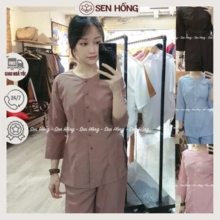 🕉️ BỘ ĐỒ BÀ BA NỮ # áo bà ba nâu # set trang phục truyền thống # áo lam đi chùa đi chơi -  PHÁP PHỤC SEN HỒNG B15