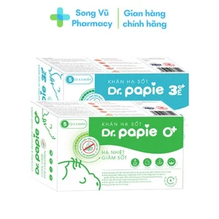 Khăn lau hạ sốt Dr Papie dành cho bé 0m+ và 3m+ (Hộp 25 tờ)