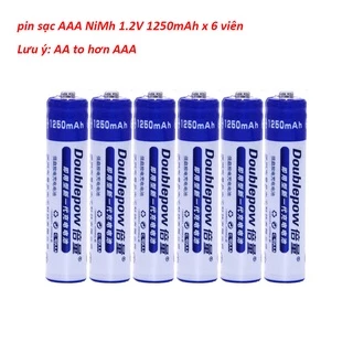 Bộ 6 pin sạc Ni-Mh 1.2V AAA Doublepow 1250mAh Cam Kết Dung Lượng Thật