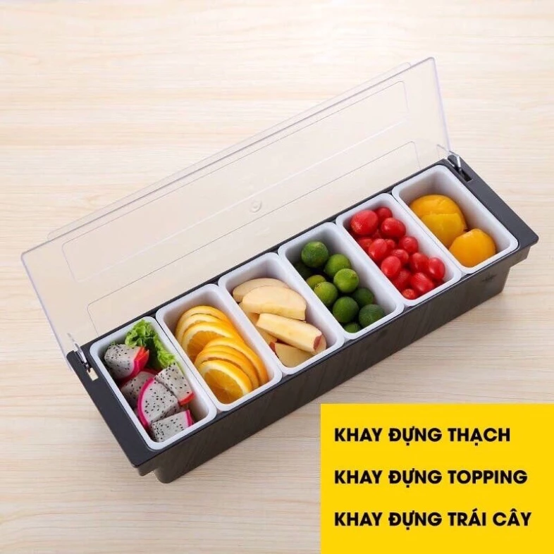 Khay Đựng Thạch, Topping, Trái Cây 4 Ngăn - 5 Ngăn - 6 Ngăn