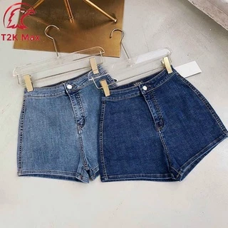 Quần đùi bò nữ lưng cao - quần short jean nữ cạp cao gen bụng bigsize - T2K Max