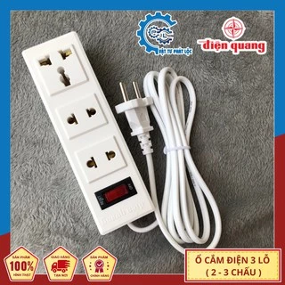 Ổ cắm Điện quang 3 lỗ (2-3 chấu),1 công tắc, dây 5m