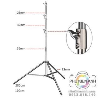 Chân đèn inox 100 – 280 cm loại tốt chịu tải 8 kg