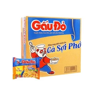 Thùng 30 gói Mì Gấu Đỏ Gà Sợi Phở Hành Phi 63g