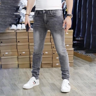 Quần Jeans Nam Màu Xám Nhạt Xước Nhẹ,Vải Co Giãn Tốt MT052