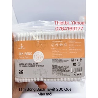 Tăm bông Bạch Tuyết 200 Que Túi Zip - Tăm Bông Người Lớn Cotton Buds 200 que/ Gói Zíp - Bông Bạch Tuyết