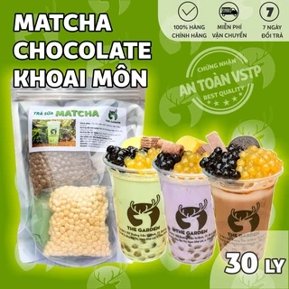 Set Trà Sữa Tự Pha Trân Châu Đường Đen, Nguyên Liệu Làm Trà Sữa Matcha, Chocolate, Khoai Môn 30-35 Ly THE GARDEN