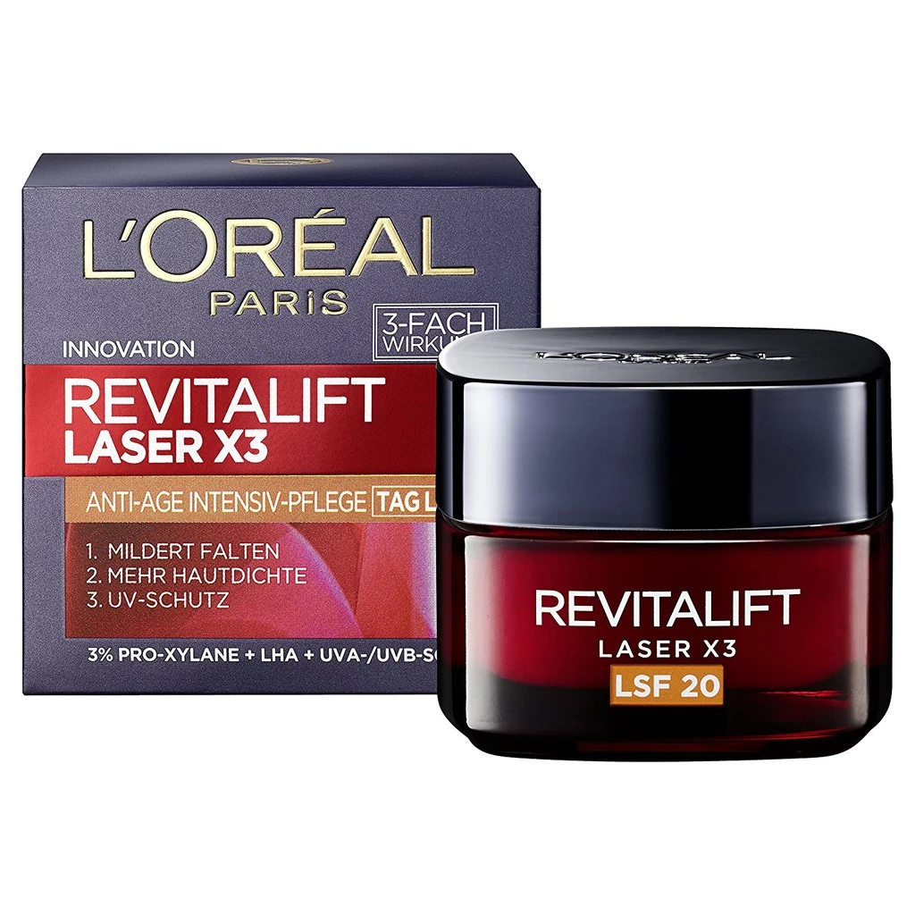 KEM DƯỠNG DA SE KHÍT LỖ CHÂN LÔNG , CHỐNG NHĂN , CHỐNG NẮNG L'OREAL PARIS REVITALIFT LASER X3 TAG LSF 20