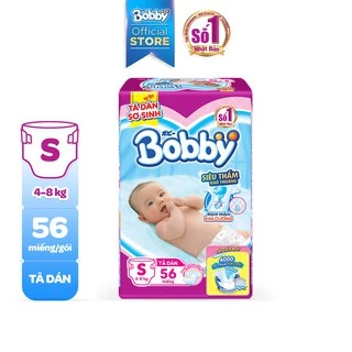 Tã Dán Bobby Siêu Thấm – Khô Thoáng XS72/S56/M48/L42/XL38/XXL34