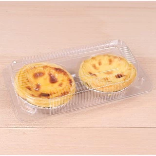 (50 cái) Hộp Nhựa Đựng Bánh Tart Trứng, Bánh Bao, Hộp Nhựa 2 ô và 4 ô