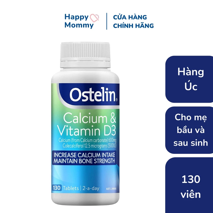 Canxi và D3 Ostelin Úc 130 viên cho mẹ bầu và sau sinh và trẻ trên 12 tuổi