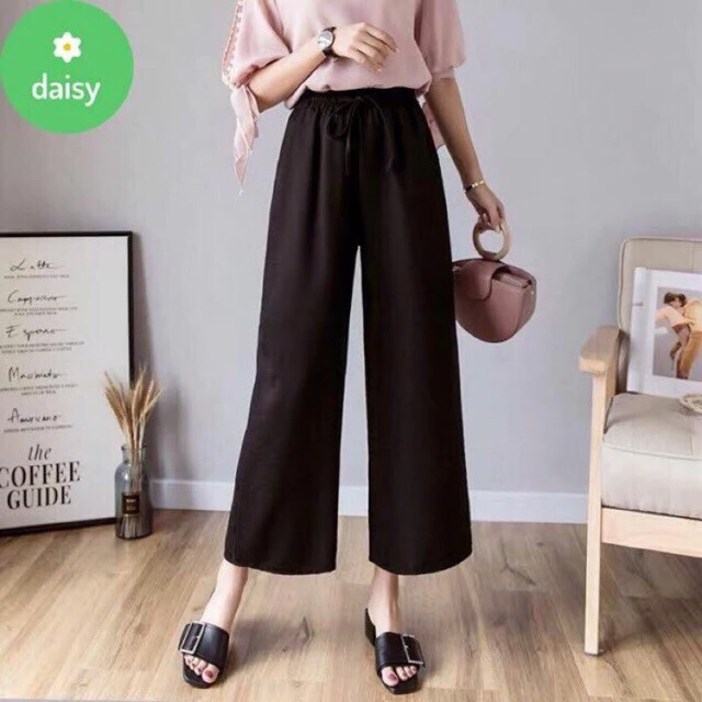 quần culottes dáng dài cạp chun gân tăm nhiều màu