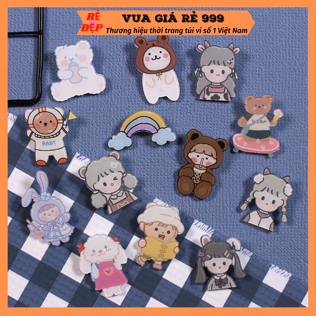 COMBO 10 Sticker phụ kiện gim cài trang trí balo túi ví xinh xắn dễ thương VUAGIARE999 ST400