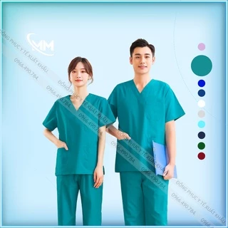 [Bạn mới nhập COSHBM -50% đơn 0Đ] Bộ Scrubs Xanh Cổ Vịt, Blouse Bác sỹ, Phẫu Thuật, Spa, Đông Phục Y Tế Cao Cấp