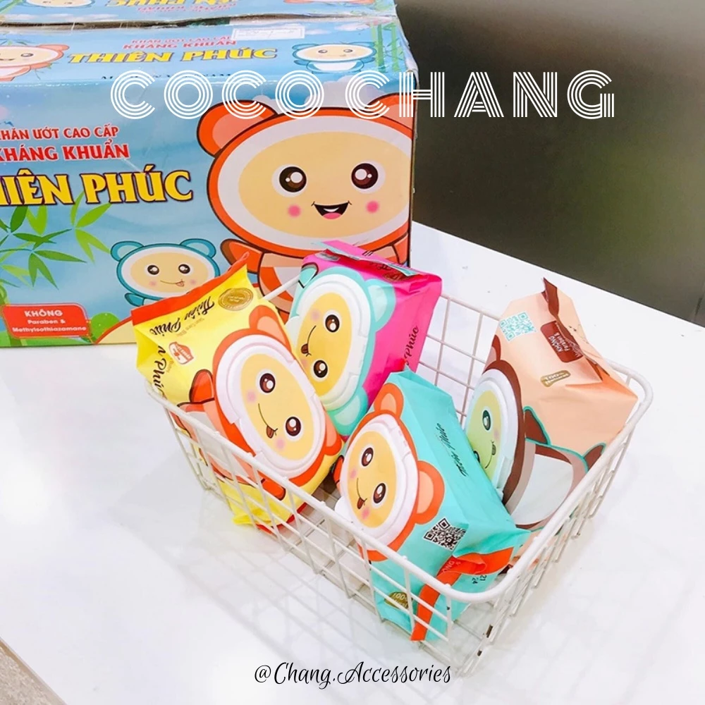 Khăn giấy ướt baby Thiên Phúc 120 tờ hình gấu siêu dai mềm mịn không mùi cho bé – Cocochang