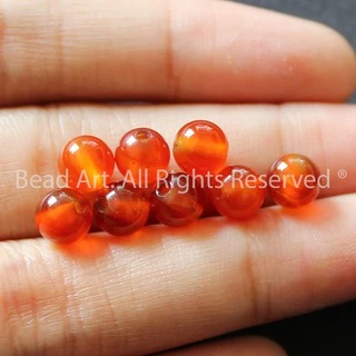 [3-5 Hạt] Đá Agate Đỏ Cam 6MM, Mệnh Hoả, Thổ, Phối Vòng Tay, Đá Phong Thuỷ, Chuỗi Hạt, Trang Sức S50 - Bead Art