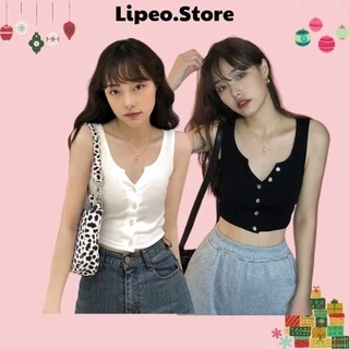 Áo croptop 3 lỗ cài cúc sexy, áo croptop nữ