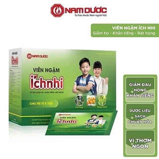 viên ngậm ích nhi nam dược (cát cánh, quất (tắc), húng chanh, cho trẻ từ 5 tuổi, giảm ho, khản tiếng, rát họng (kẹo ngậm