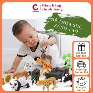 [Loại 1] Bộ đồ chơi trẻ em mô hình động vật 58 chi tiết thú rừng nhựa an toàn giúp bé nhận biết thế giới xung quanh TO07