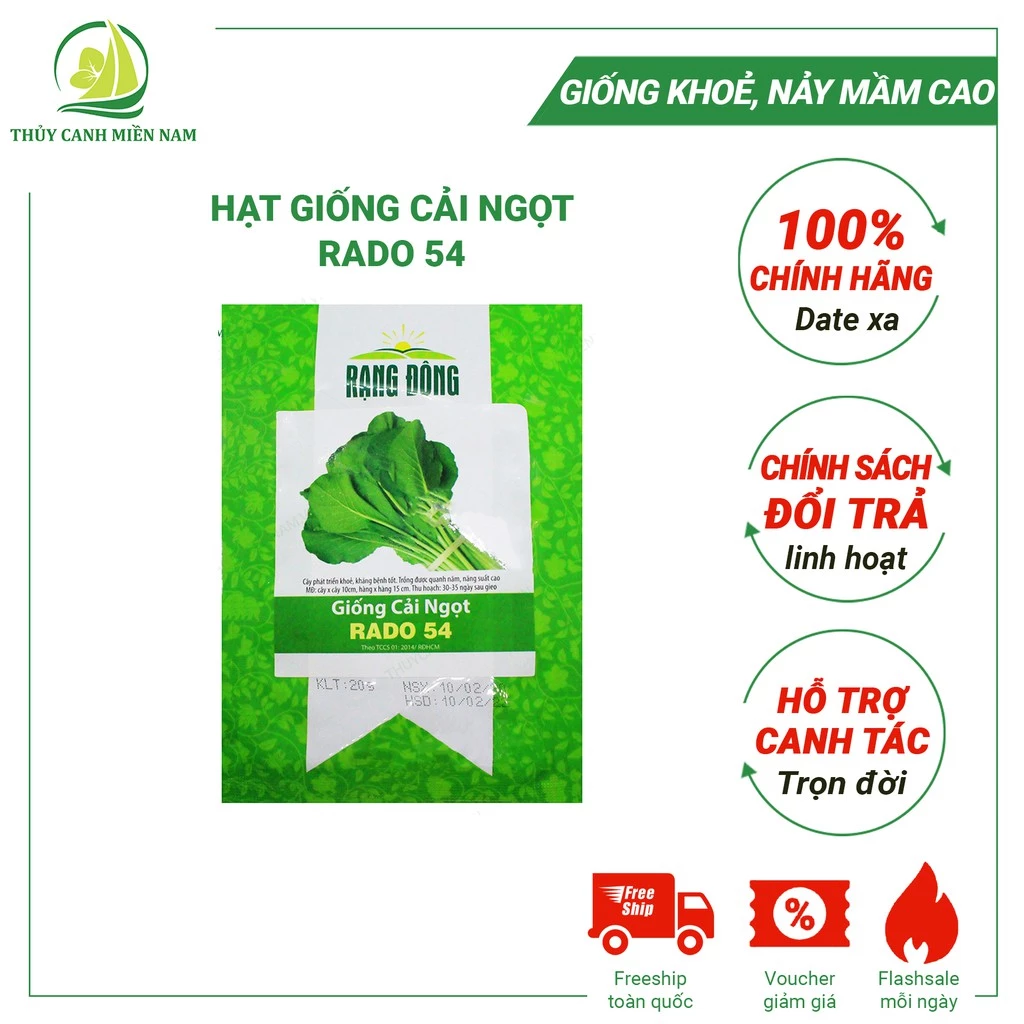 Hạt giống cải ngọt RADO 54 (20g) | Giống Khoẻ, Tỉ Lệ Nảy Mầm Đến 90%, Có Hỗ Trợ Trồng Rau Tại Nhà