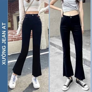 Quần jeans đen ống loe nữ trơn mã 46