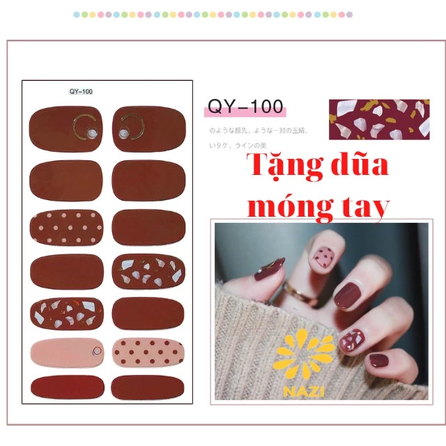 [TẶNG DŨA MÓNG] Miếng Dán Móng Tay Gồm 14 Nail Stick Không Thấm Nước, Độ Đàn Hồi Tốt, Nhiều Hình Dễ Thương NaziDANMONG01