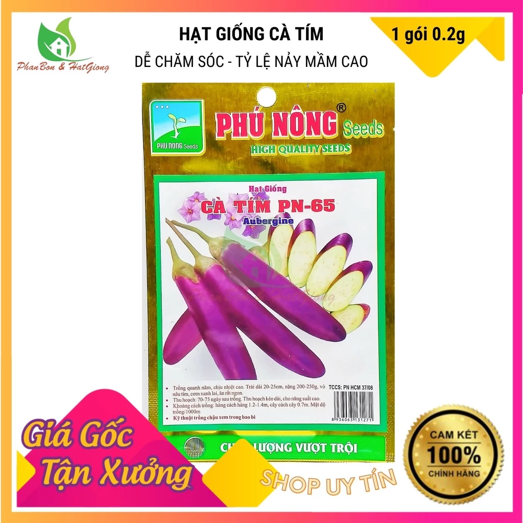 Hạt Giống Cà Tím Dài Cao Sản 0,2Gr Siêu Trái - Phú Nông Seeds - Shop Phân Bón và Hạt Giống