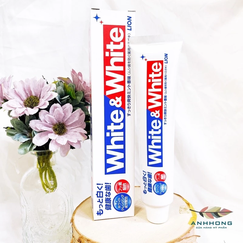 Kem đánh răng White & White Lion làm trắng răng và mang lại hơi thở thơm mát 150g Nhật Bản