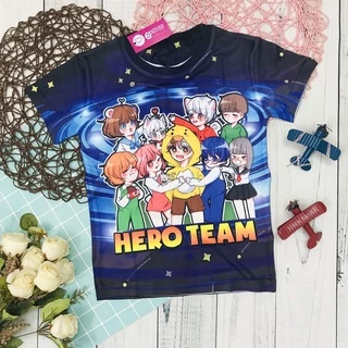 Áo thun bé trai, Áo thun lạnh in 3D hình Hero Team mềm mịn, thoáng mát cho bé size đại từ 10 - 77kg