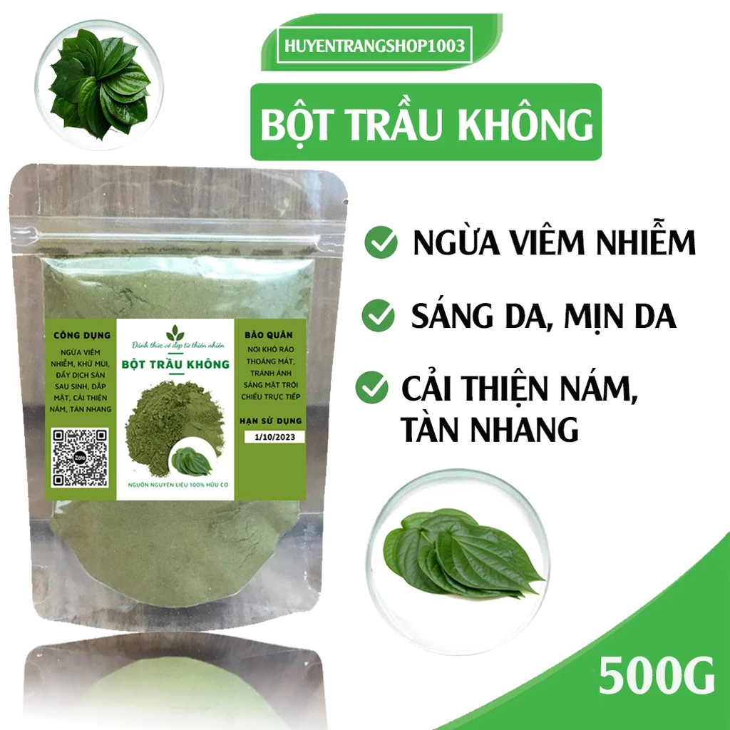 500g Bột lá trầu không giảm mụn tàn nhang nám dưỡng trắng da trắng nguyên chất handmade