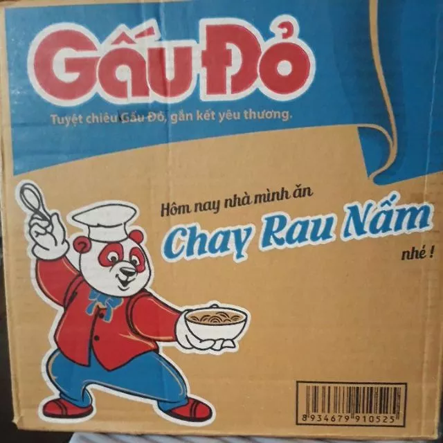 Thùng mì Gấu Đỏ chay rau nấm