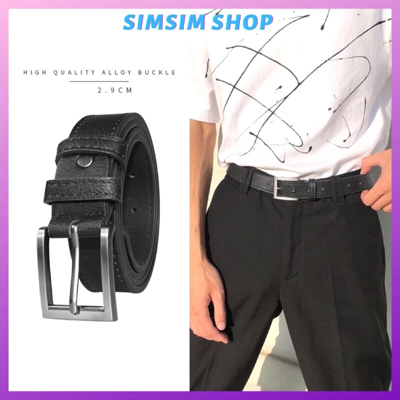 Dây nịt lưng nam Hàn Quốc Sim Sim Shop TLN010 trẻ trung học sinh viên Thắt lưng nam đơn giản mặt vuông da đẹp