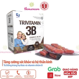 Bổ sung vitamin B1 B6 B12 và đông trùng hạ thảo tăng sức đề kháng, giảm mệt mỏi - Trivitamin 3B  - Hộp 100 viên nang