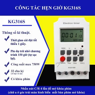 Công tắc hẹn giờ tự động KG316S 32 chương trình hẹn giờ tối thiểu 1 giây