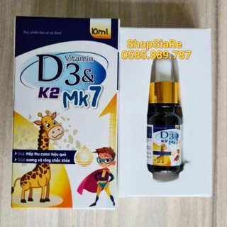 Vitamin D3 & K2 Mk7 giúp hấp thụ canxi hiệu quả, giúp xương và răng chắc khỏe hộp 10ml