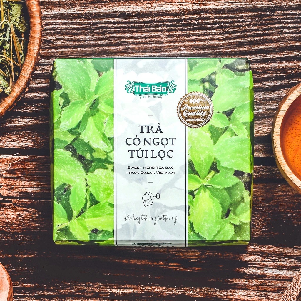 Trà cỏ ngọt túi lọc Langfarm x Thái Bảo - Thảo mộc cho sức khoẻ, thơm dịu vị thiên nhiên, sản xuất tại Đà Lạt