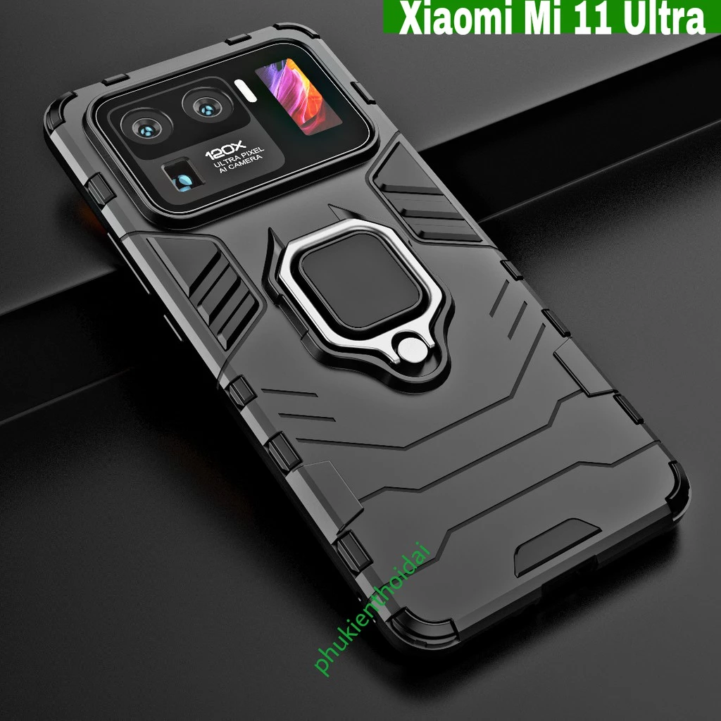 Ốp lưng Xiaomi Mi 11 Ultra / Mi 9se chống sốc Iron Man Iring cao cấp giá đỡ xem phim