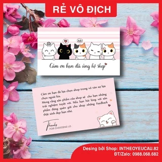 Card in sẵn,  Thiệp cảm ơn khách hàng, Card Thank you, (Com bo 100 cái cả hộp) Giá Rẻ