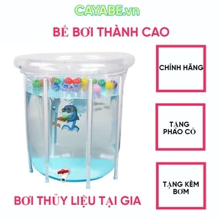 Bể bơi cho bé sơ sinh Doctor Dolphin size lớn 80x80 cm thành cao (tặng phao cổ, bơm) đặt trong nhà và có thể gấp gọn