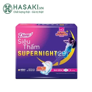 Băng Vệ Sinh Diana Super Night Ban Đêm 29cm Gói 4 Miếng