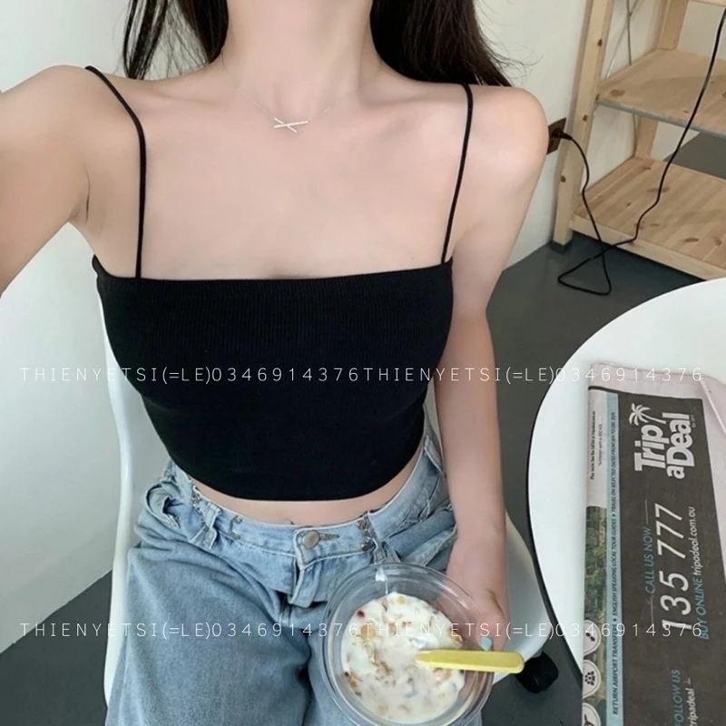 ÁO 2 DÂY BÚN SỢI MẢNH CROPTOP THUN GÂN SON // Thiên yết