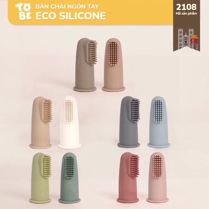 Set 2 Bàn Chải Ngón Eco Silicone Tobé Siêu Mềm Mại Và An Toàn Cho Bé