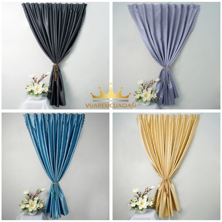 Rèm Cửa Sổ Dán Tường Chống Nắng Chất Liệu Vải Gấm Dệt 3d Decor Phòng Ngủ VUAREMGIASI
