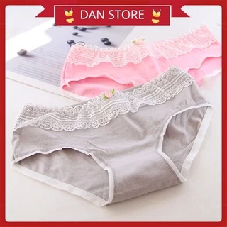 Quần Lót Nữ - Quần Lót Cotton Nữ viền ren phối hoa nhỏ điệu đà cá tính DAN STORE MÃ 103