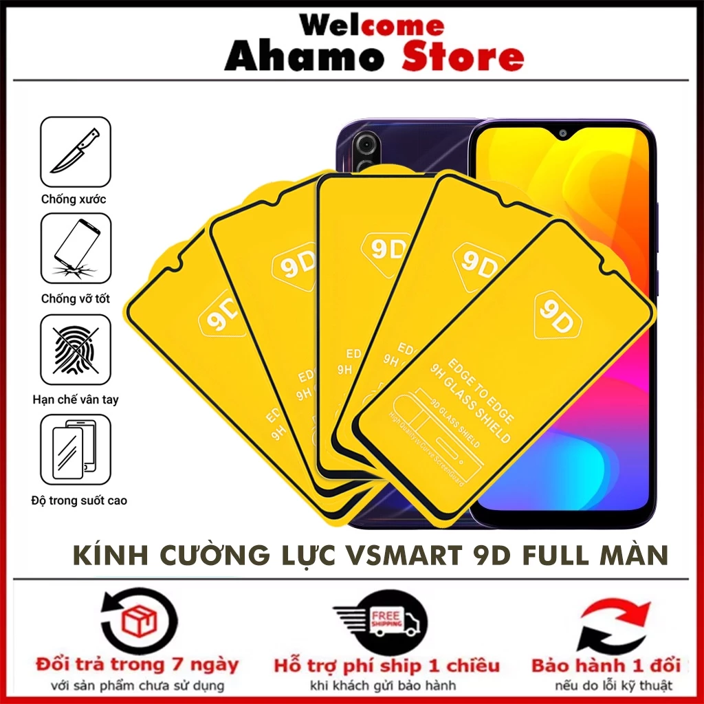 Kính cường lực vsmart Live 4 Joy 4 Joy 3 Active 3 Star 3 Star 4 Joy 2 Plus Aris Pro Star 5 Full Màn Kính [9D]