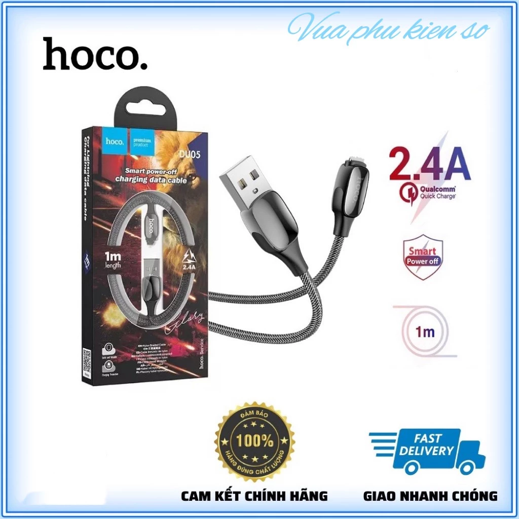 Cáp Sạc Tự Ngắt Thông Minh Hoco DU05/U35/U79 Chính Hãng - Dây Sạc Nhanh Tự Ngắt dây dù sạc 12w cho 6->14Pro Max